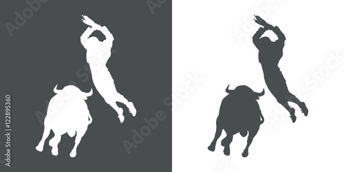 Icono plano banderillero con toro gris