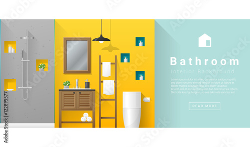 Interior design Modern bathroom background , vector, illustration