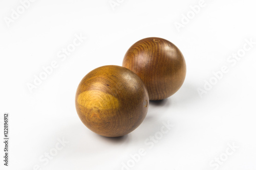 pair of wooden Chinese balls Baoding