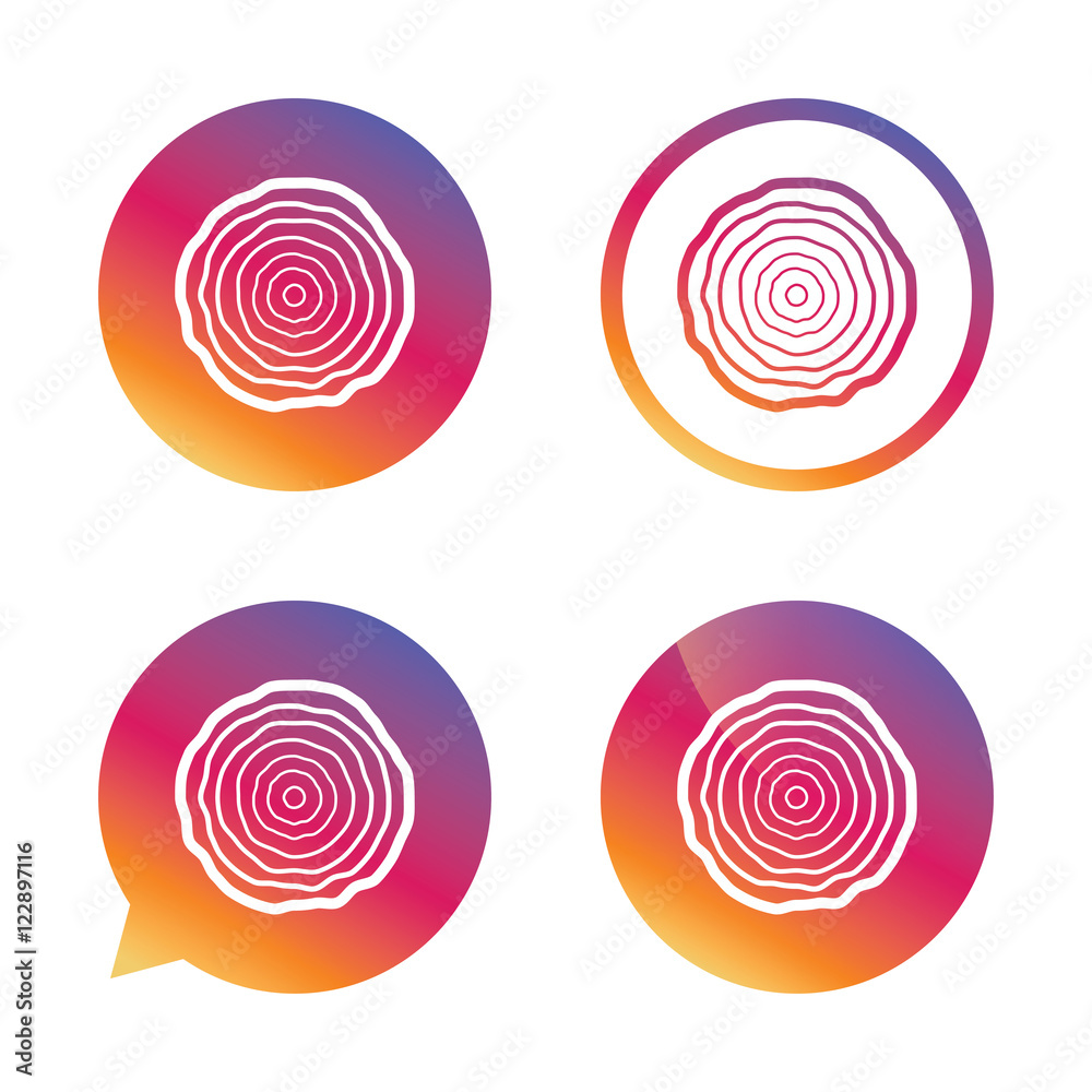 Wood sign icon. Tree growth rings. Wood sign icon. Tree growth rings.