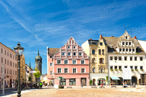 Market square in Wittenberg, main square of old german town.