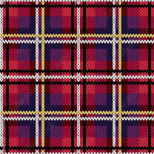 Knitting checkered seamless pattern mainly in pink and violet hu