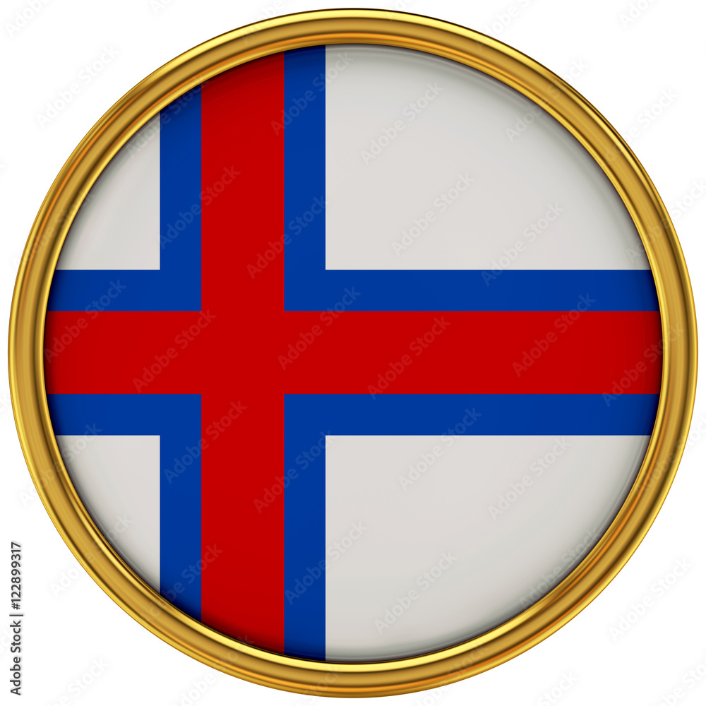 Obraz premium Faroe islands Flag Glossy Button/icon (3d rendering).