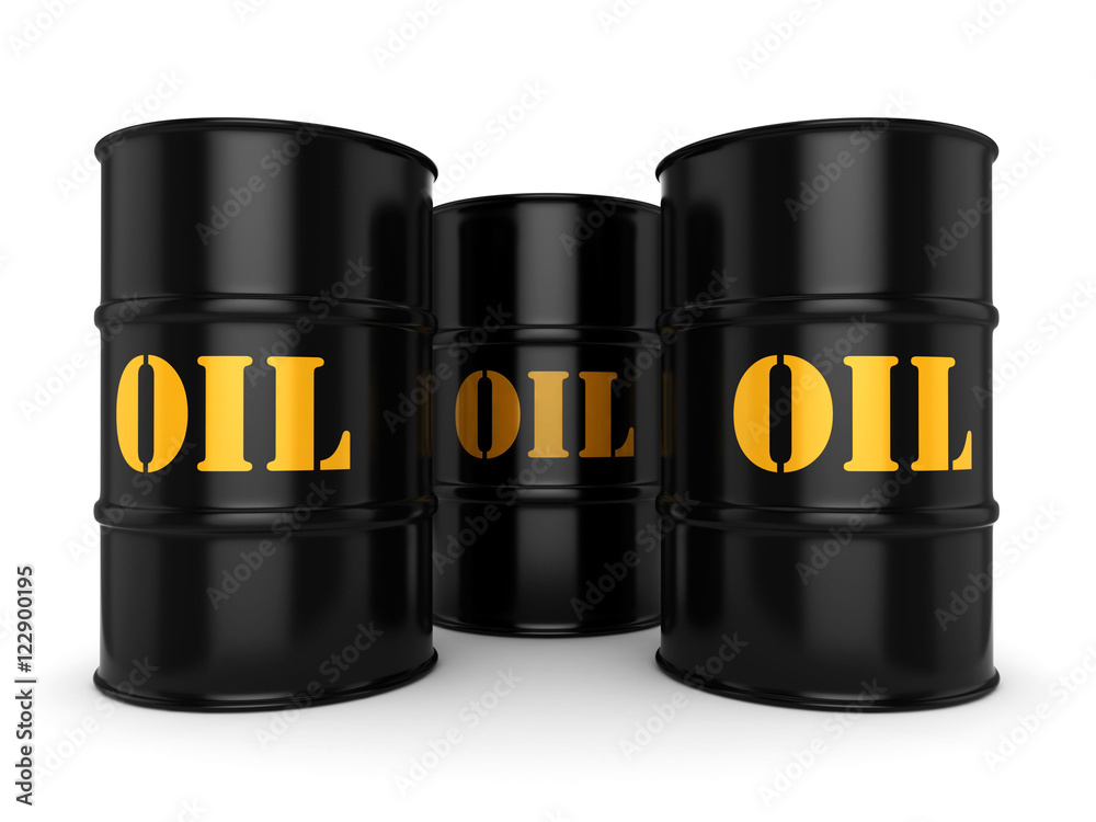 3D rendering Black oil barrels 3D rendering Black oil barrels