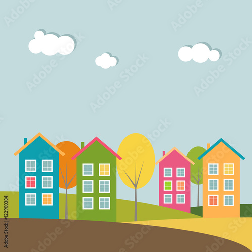 Colorful Houses, Autumn Theme