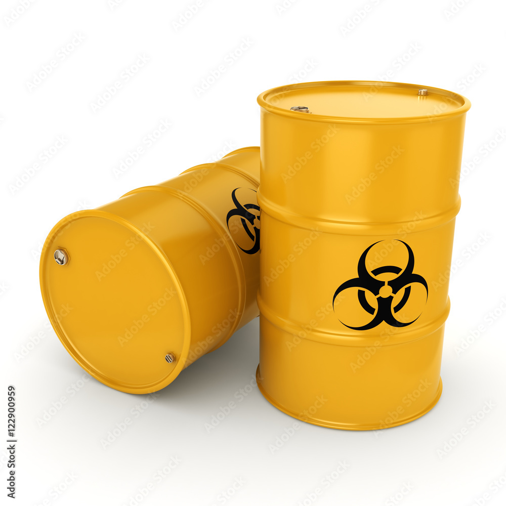 3D rendering biohazard barrels 3D rendering biohazard barrels