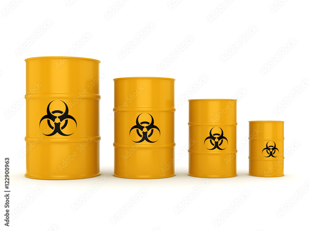 3D rendering biohazard barrels 3D rendering biohazard barrels