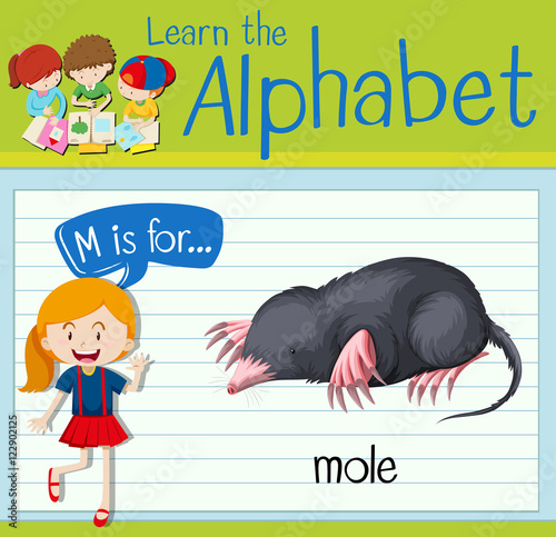Flashcard letter M is for mole