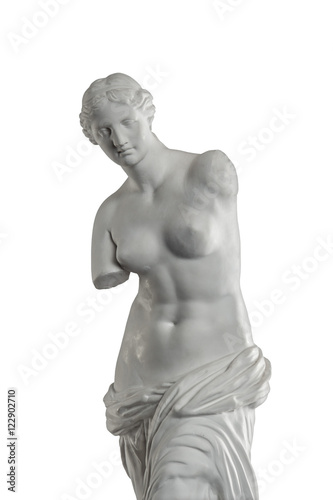 plaster statue of Venus isolated on white background