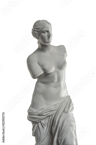 gypsum plaster sculpture of Venus on a white background