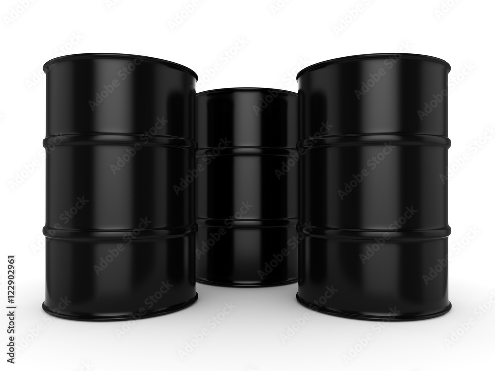 3D rendering black barrels 3D rendering black barrels