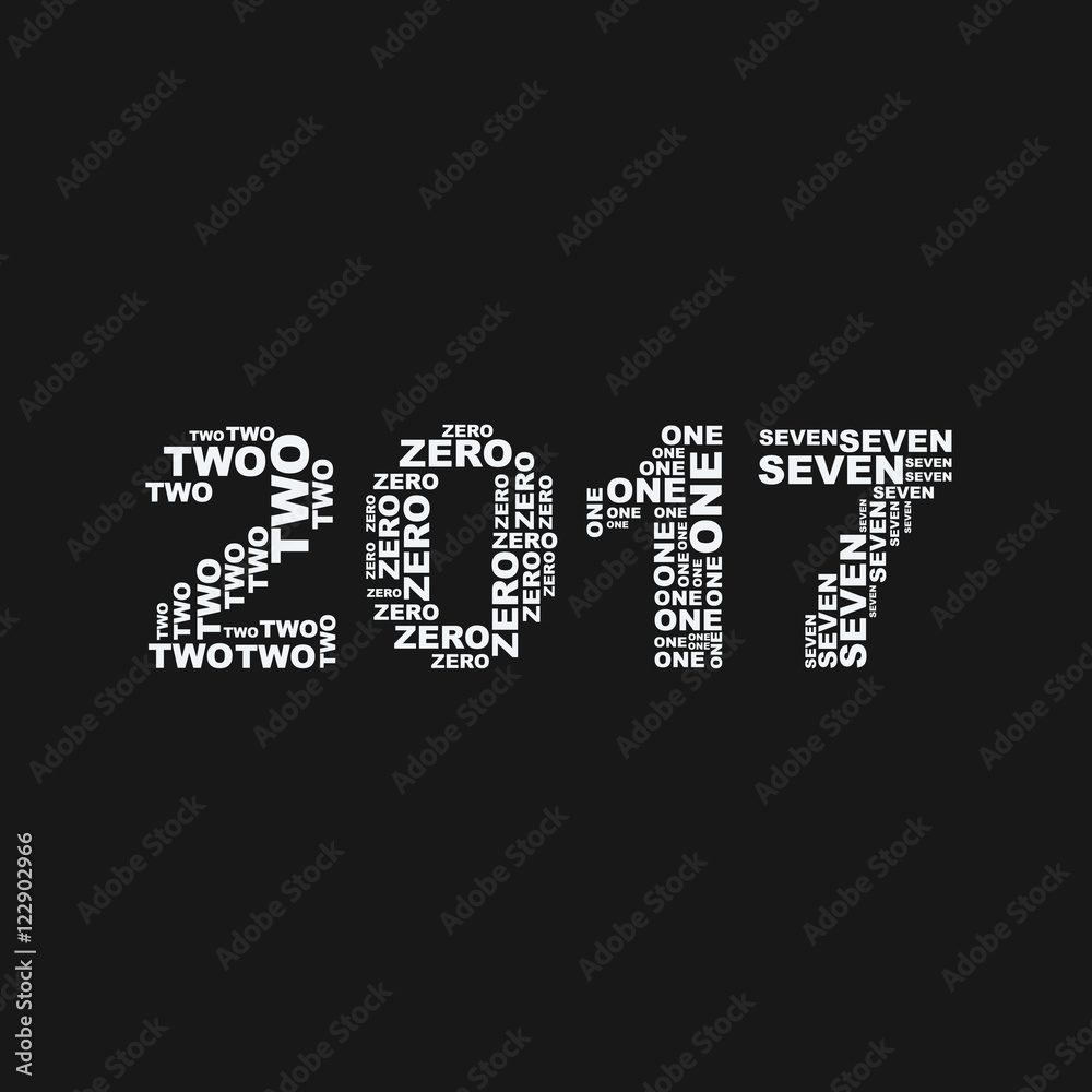 Fototapeta premium Christmas numbers for 2017 New Year of the words monochrome blac
