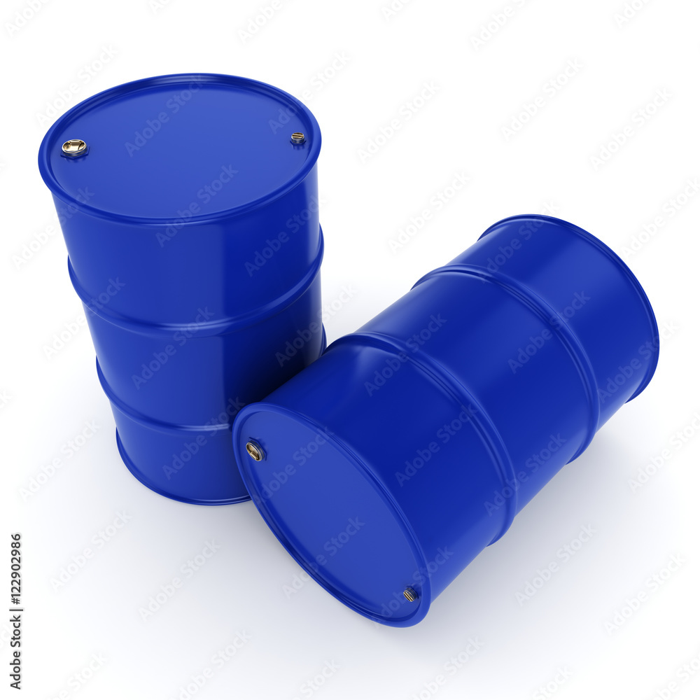 3D rendering blue barrels 3D rendering blue barrels