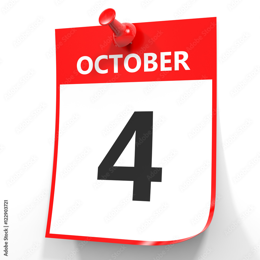 October 4. Calendar on white background. October 4. Calendar on white background.