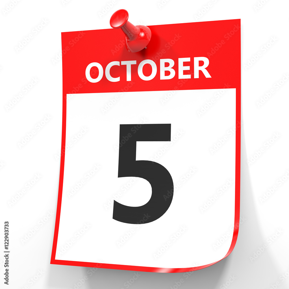October 5. Calendar on white background. October 5. Calendar on white background.