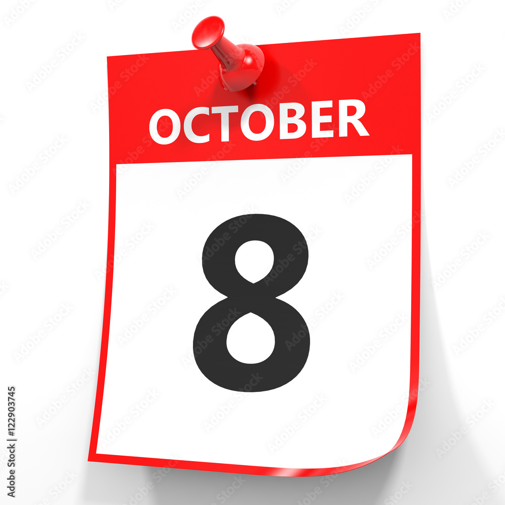 October 8. Calendar on white background. October 8. Calendar on white background.