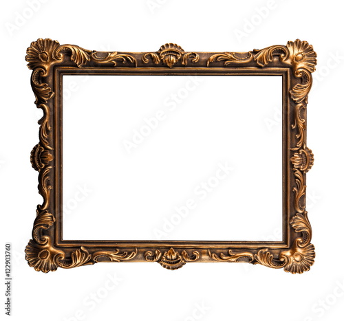 Handcrafted vintage picture frame isolated over white background