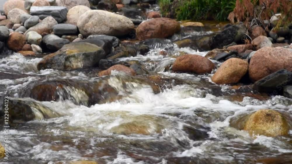 Slow motion water flowing over rocks in mountain stream in the Scottish Highlands Slow motion water flowing over rocks in mountain stream in the Scottish Highlands