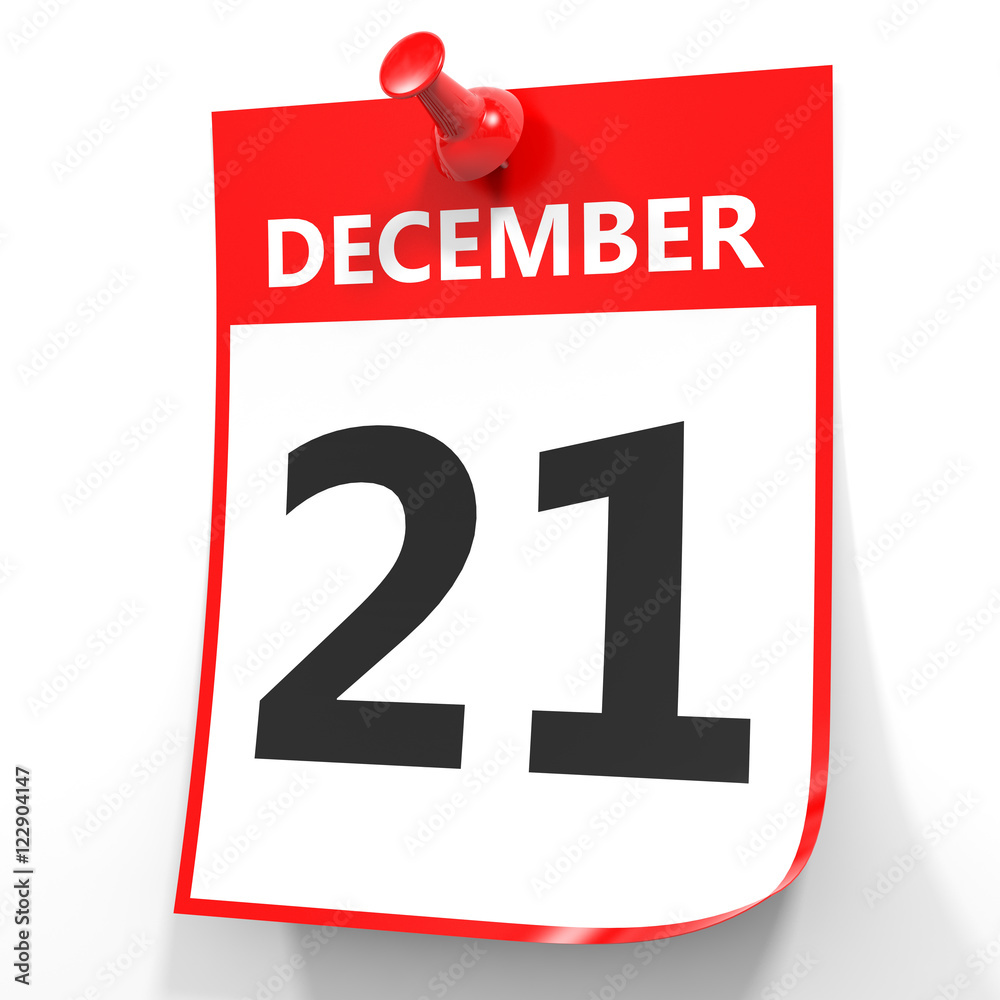 December 21. Calendar on white background. December 21. Calendar on white background.