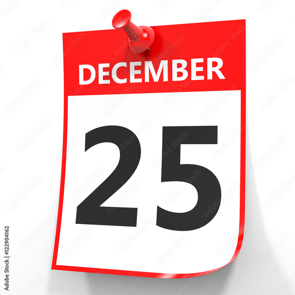 Fototapeta premium December 25. Calendar on white background.
