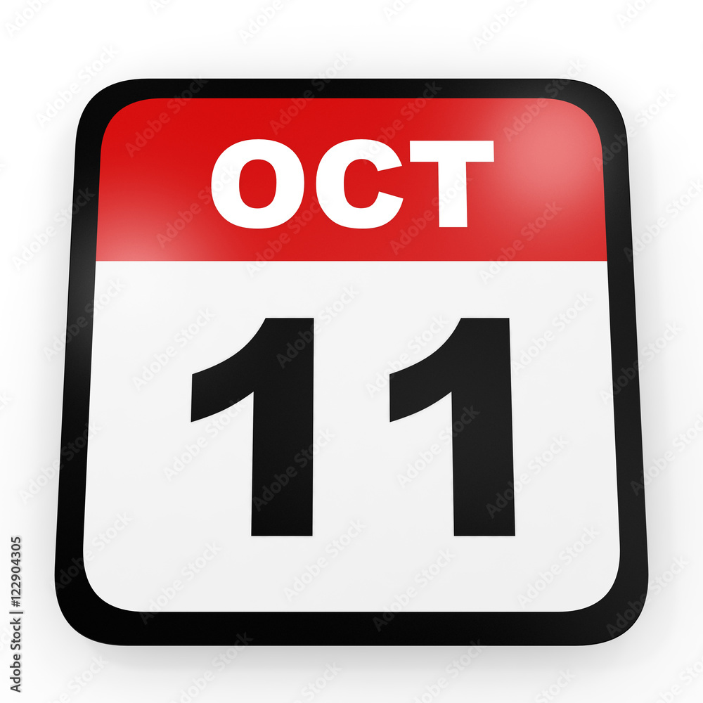 Fototapeta premium October 11. Calendar on white background.