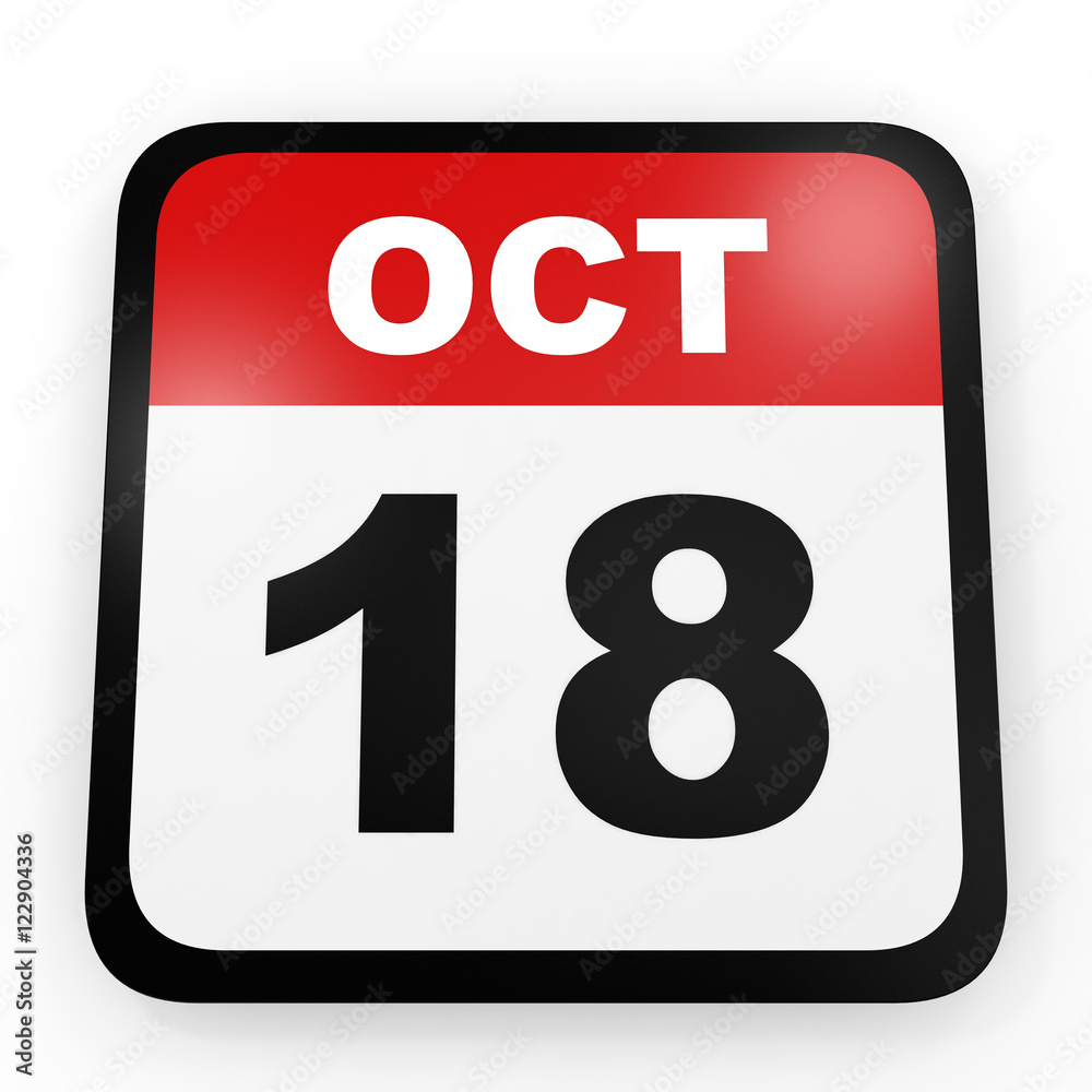 October 18. Calendar on white background. October 18. Calendar on white background.