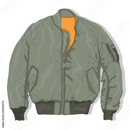 Pilot jacket. Bomber. Vector.