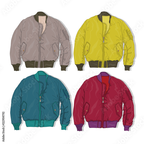 Pilot jacket. Bomber. Vector.