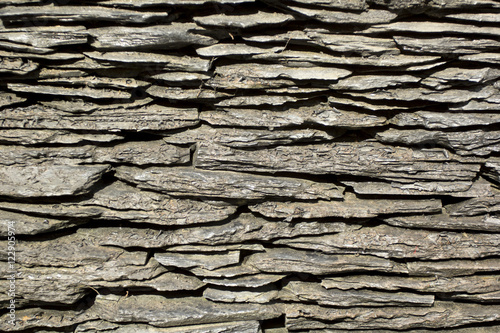 pattern of decorative slate stone wall side view surface