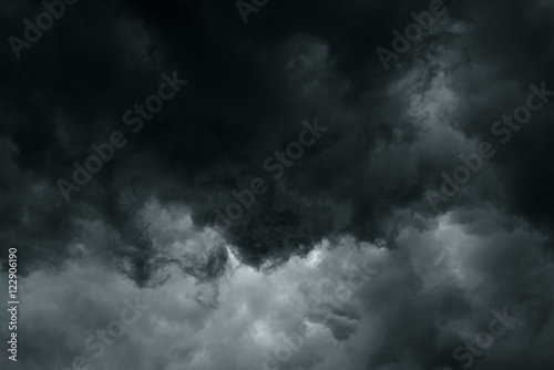 Stormy rain clouds background. Dark sky. Scenic weather changes.