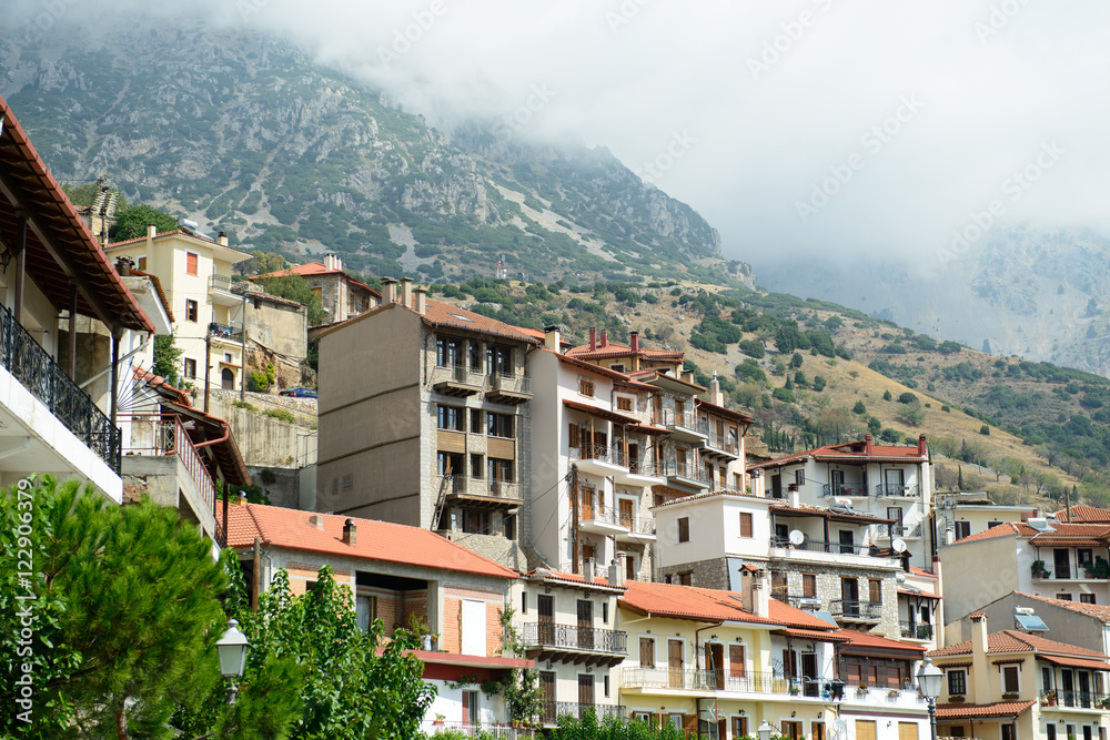 View on apartments in Arachova, Greece
