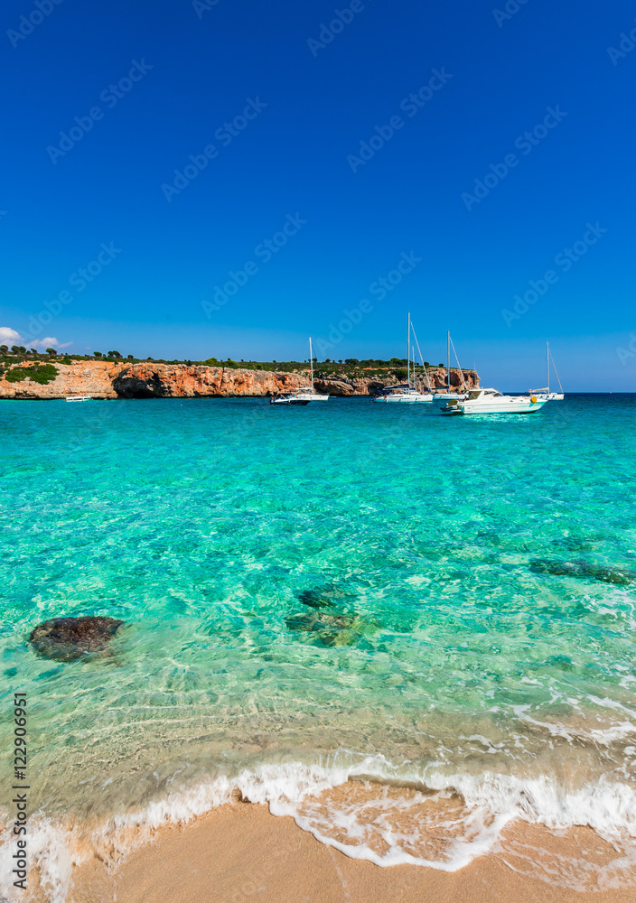 Mediterranean Landscape Sea Coast Beach of Cala Varques Majorca Spain
