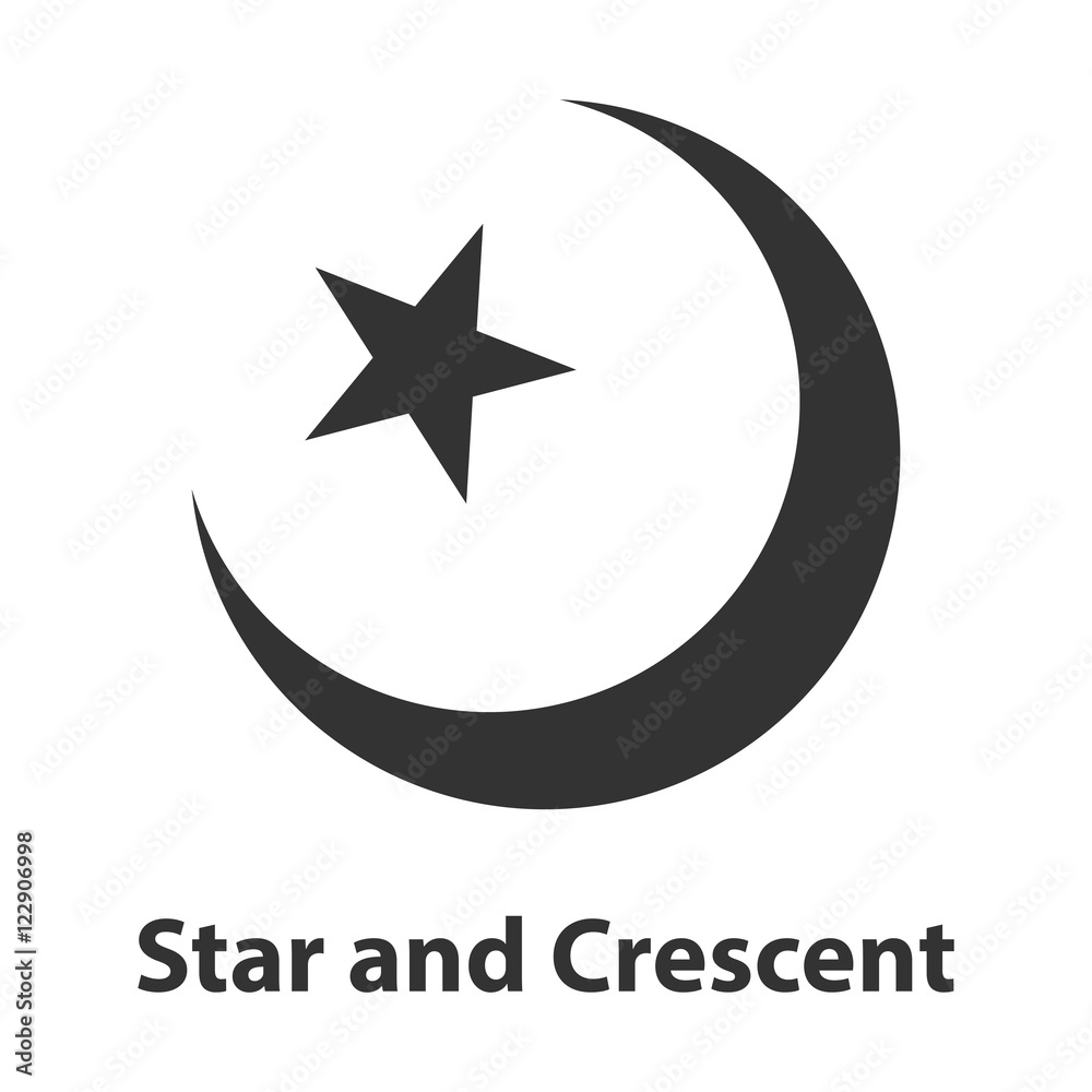 Icon of Star and Crescent symbol. Islam religion sign