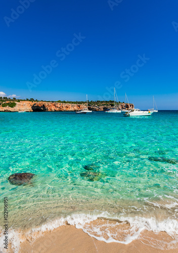 Mediterranean Landscape Sea Coast Beach of Cala Varques Majorca Spain