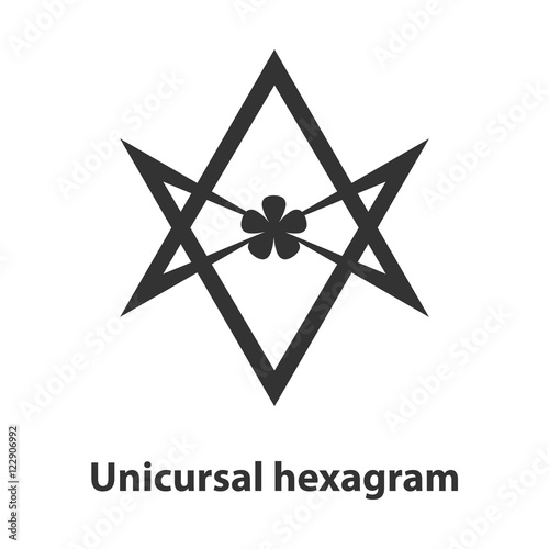 Icon of Unicursal hexagram symbol. Thelema religion sign photo