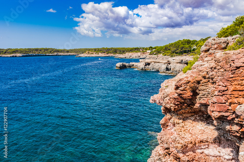 Meer Landschaft Felsen Klippen Küstenlinie Spanien Mallorca