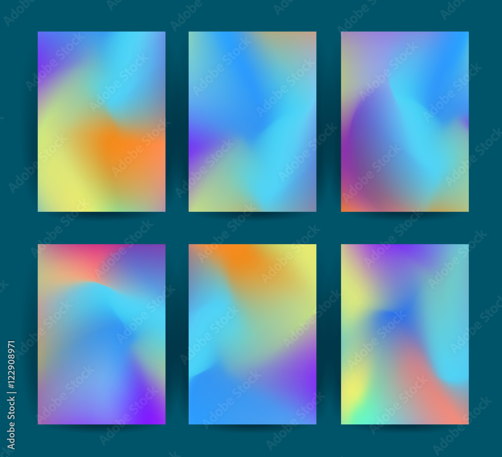 Fluid colorful backgrounds set. Vector.