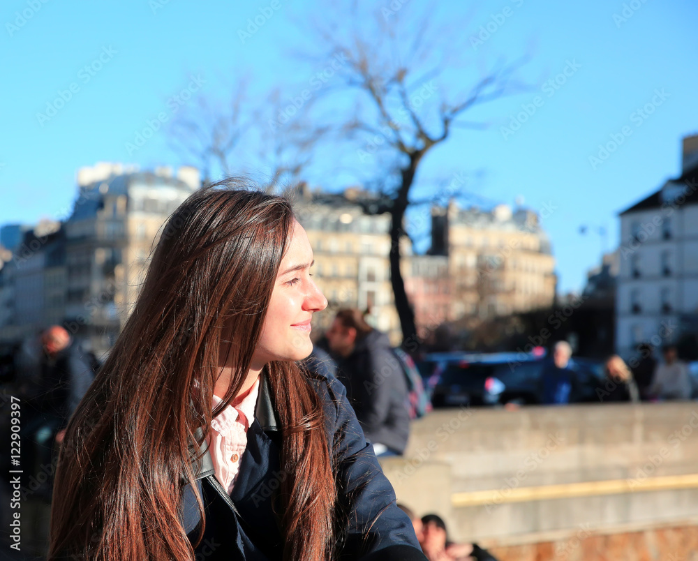 Portrait of beautiful girl in Paris, France