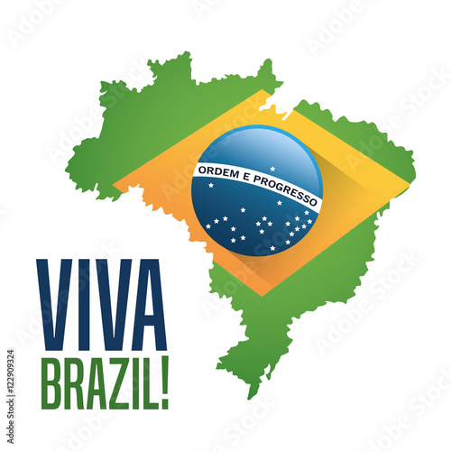Flag and map icon. Brazil culture america and tourism theme. Colorful design. Vector illustration