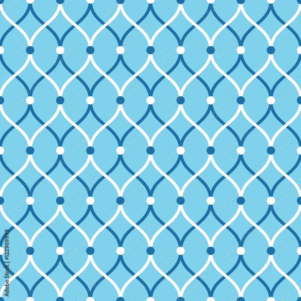 Seamless azure blue overlaying rounded zigzag pattern vector Seamless azure blue overlaying rounded zigzag pattern vector