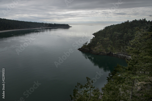 High angle view of a lake, Deception Pass State Park, Oak Harbor