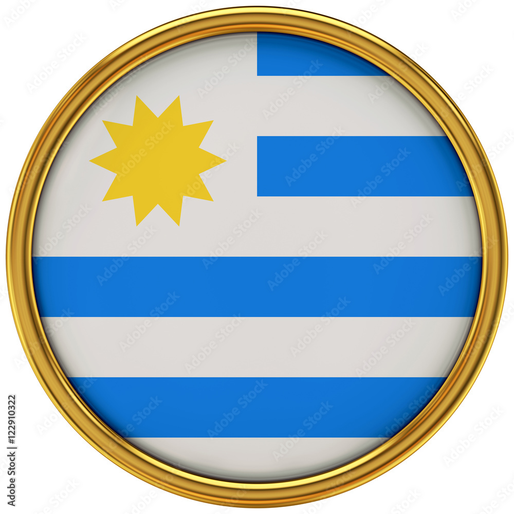 Obraz premium Uruguay Flag Glossy Button/icon (3d rendering).