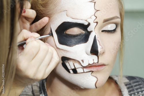 the process of creating makeup for Halloween