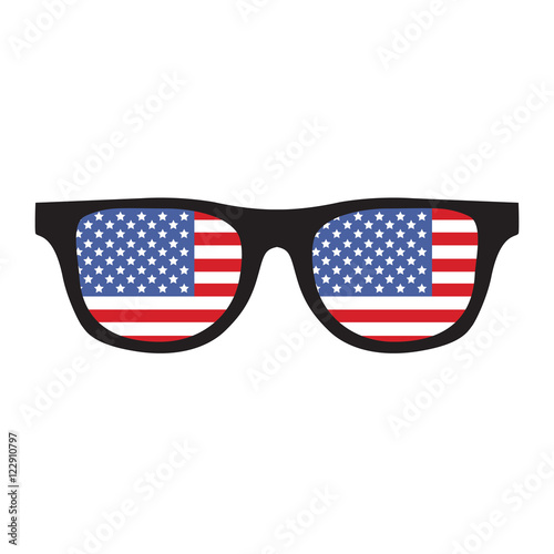 Vector illustration. Patriotic USA hipsters glasses on white.
