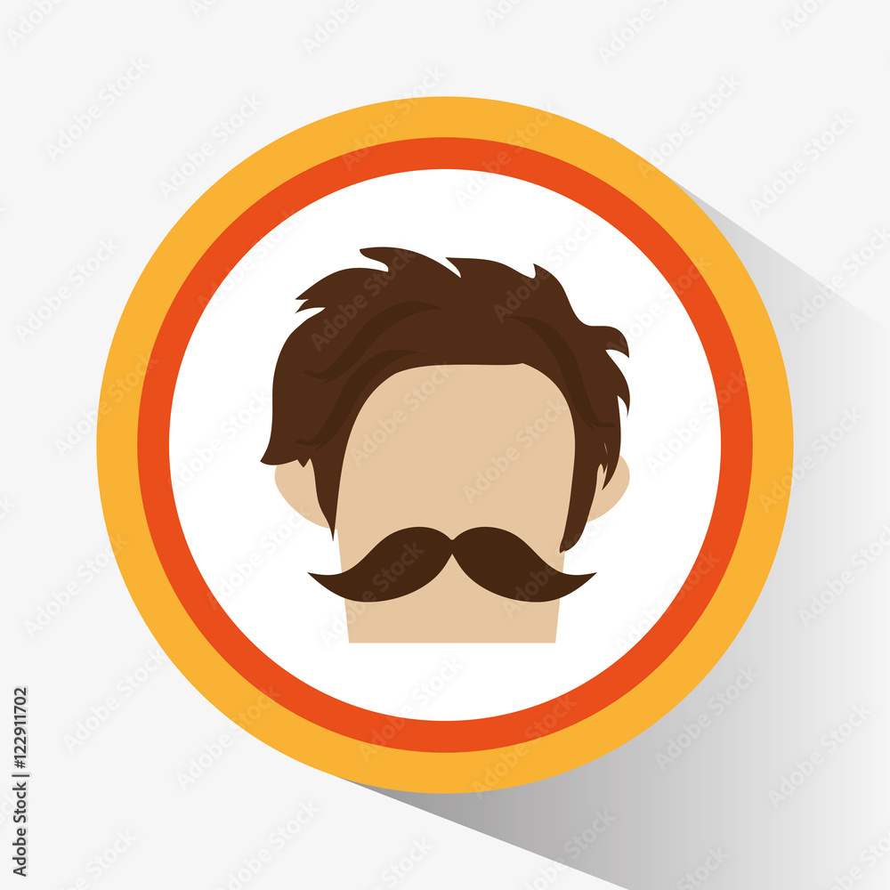 Man with mustache inside seal stamp icon. Hipster style fashion and vintage theme. Colorful design. Vector illustration Man with mustache inside seal stamp icon. Hipster style fashion and vintage theme. Colorful design. Vector illustration