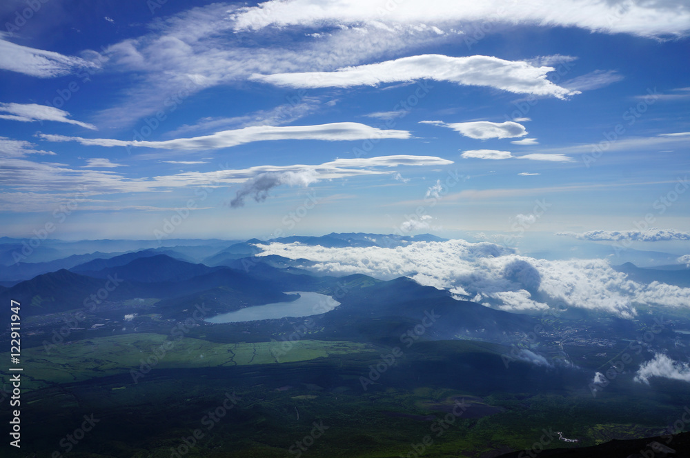 Panorama vom Gipfel des Fujiyama in Japan Panorama vom Gipfel des Fujiyama in Japan
