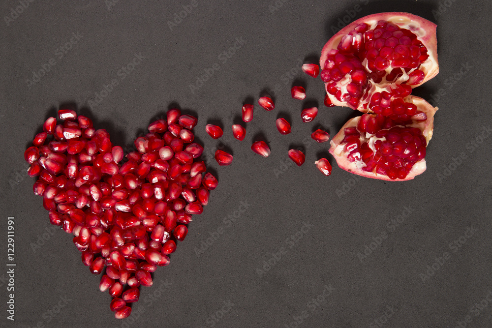 pomegranate and heart shape pomegranate and heart shape
