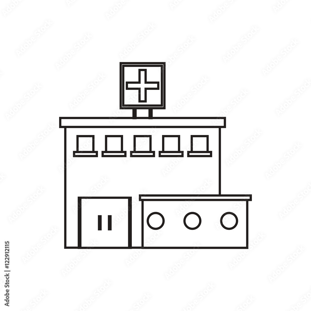 Hospital building icon. Medical and health care theme. Isolated and silhouette design. Vector illustration Hospital building icon. Medical and health care theme. Isolated and silhouette design. Vector illustration