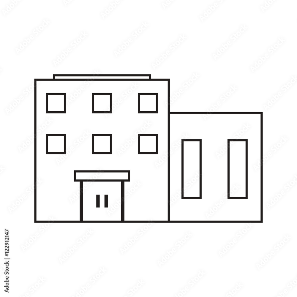 Building with windows icon. Architecture city and urban theme. Isolated and silhouette design. Vector illustration