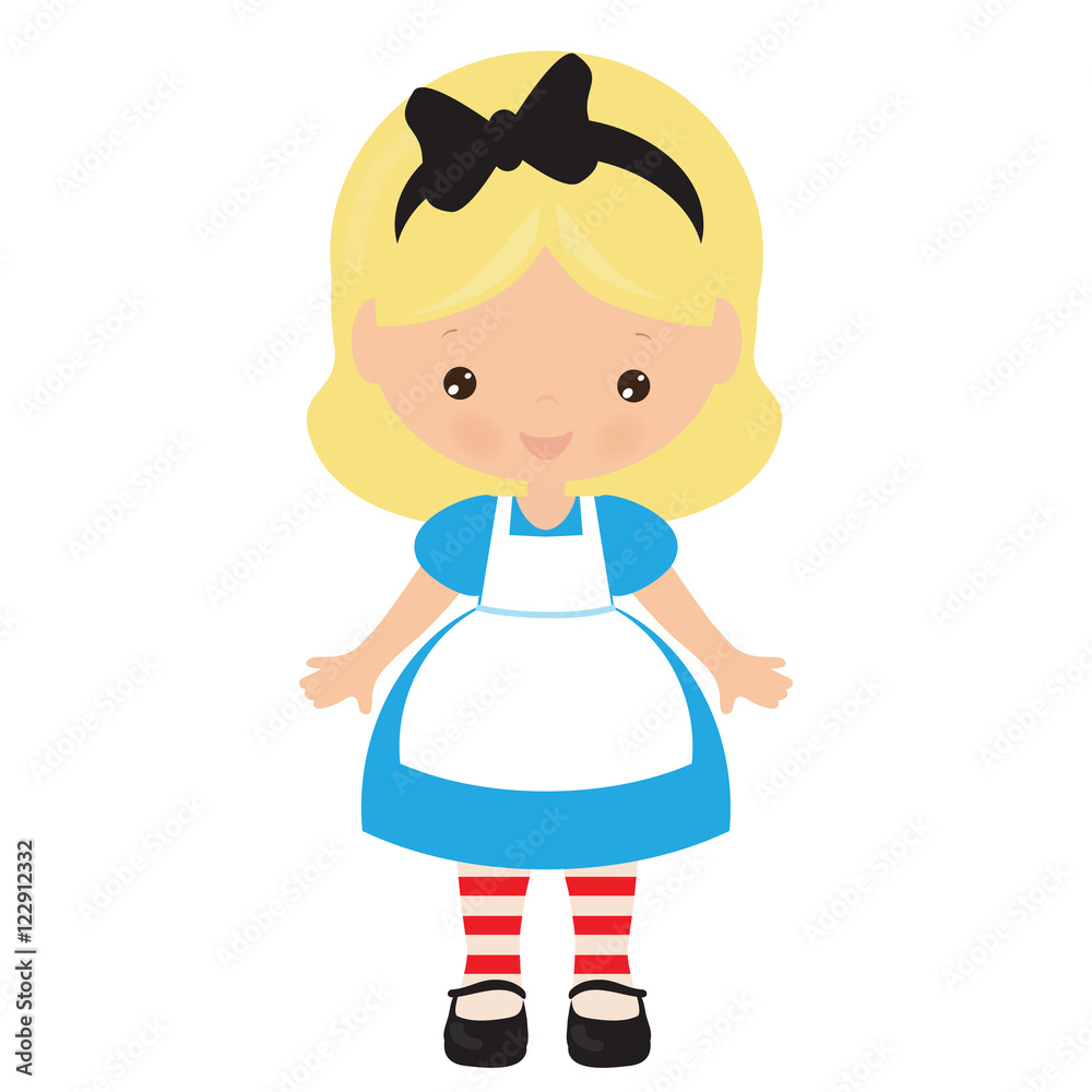 Alice in Wonderland cartoon vector illustration

